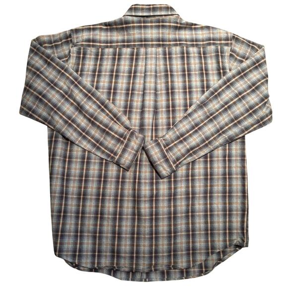 Men's Plaid Flannel Carhartt Long Sleeve Shirt, Brown, Beige, Yellow, Sz XL, EUC - Picture 2 of 4